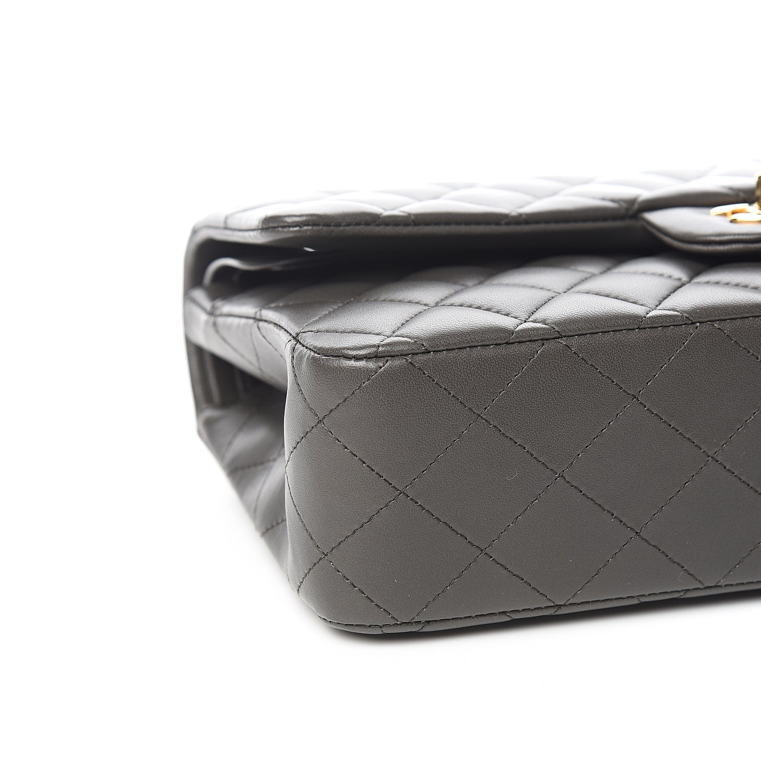 Chanel Lambskin Quilted Medium Double Flap Dark Grey 9 of 12