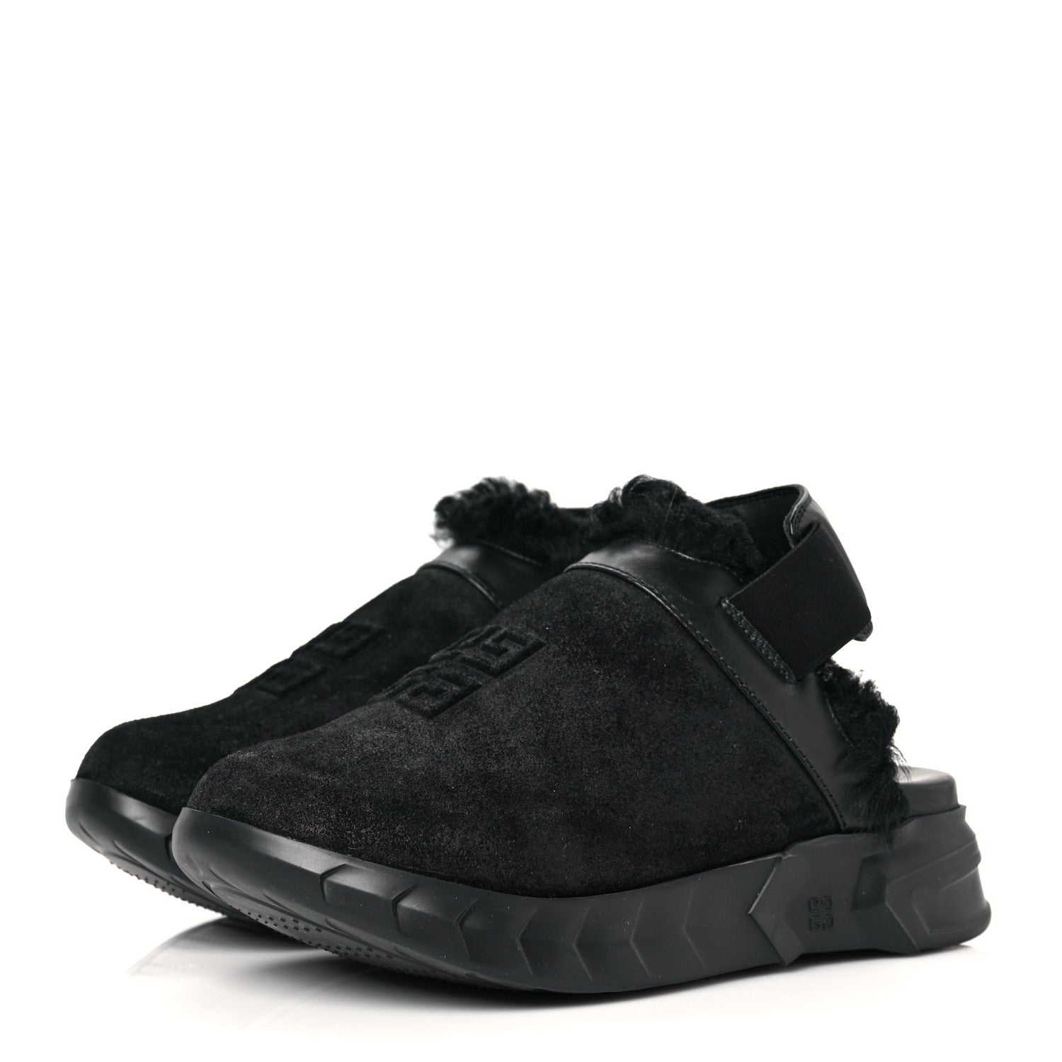 Givenchy Suede Calfskin Lambskin Shearling Elegant Marshmallow Loafers 35 Black 3 of 8