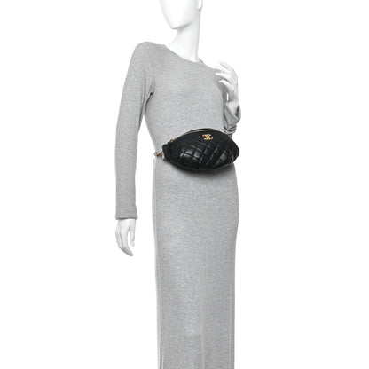 Chanel Shiny Lambskin Quilted Belt Bag Black Black 2 of 10