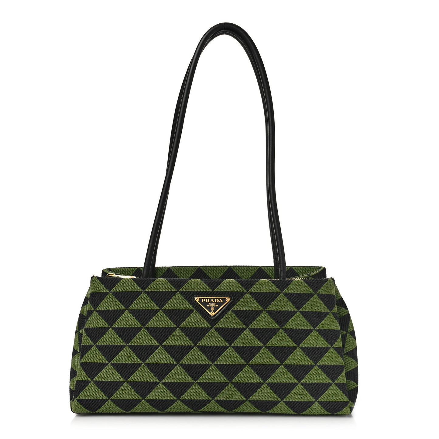 Jacquard Triangolo Symbole Embroidered Small Shoulder Bag Black Edera