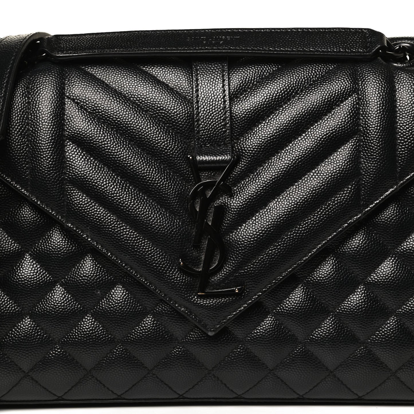 Grain De Poudre Textured Mixed Matelasse Triquilt Medium Monogram Satchel Black