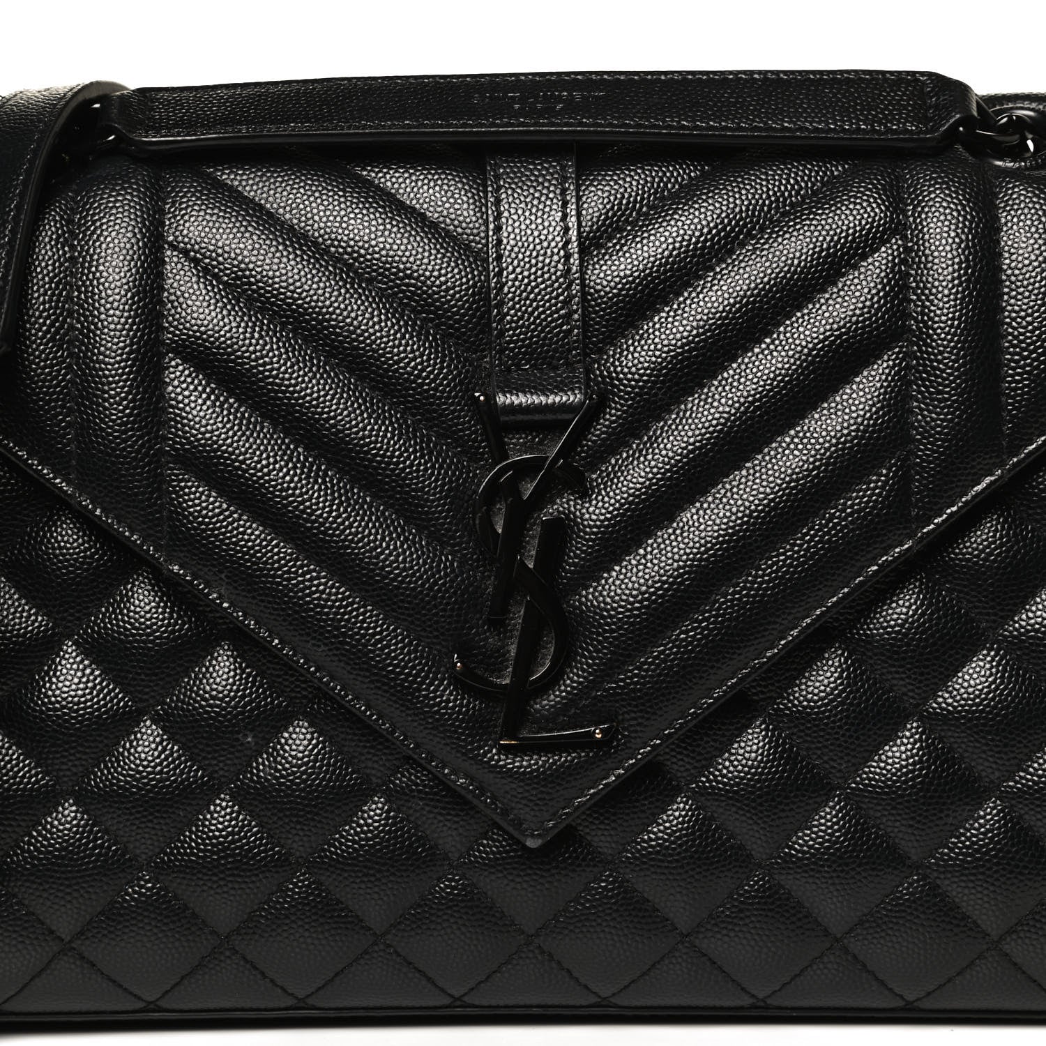 Saint Laurent Grain De Poudre Textured Mixed Matelasse Triquilt Medium Monogram Satchel Black 8 of 10