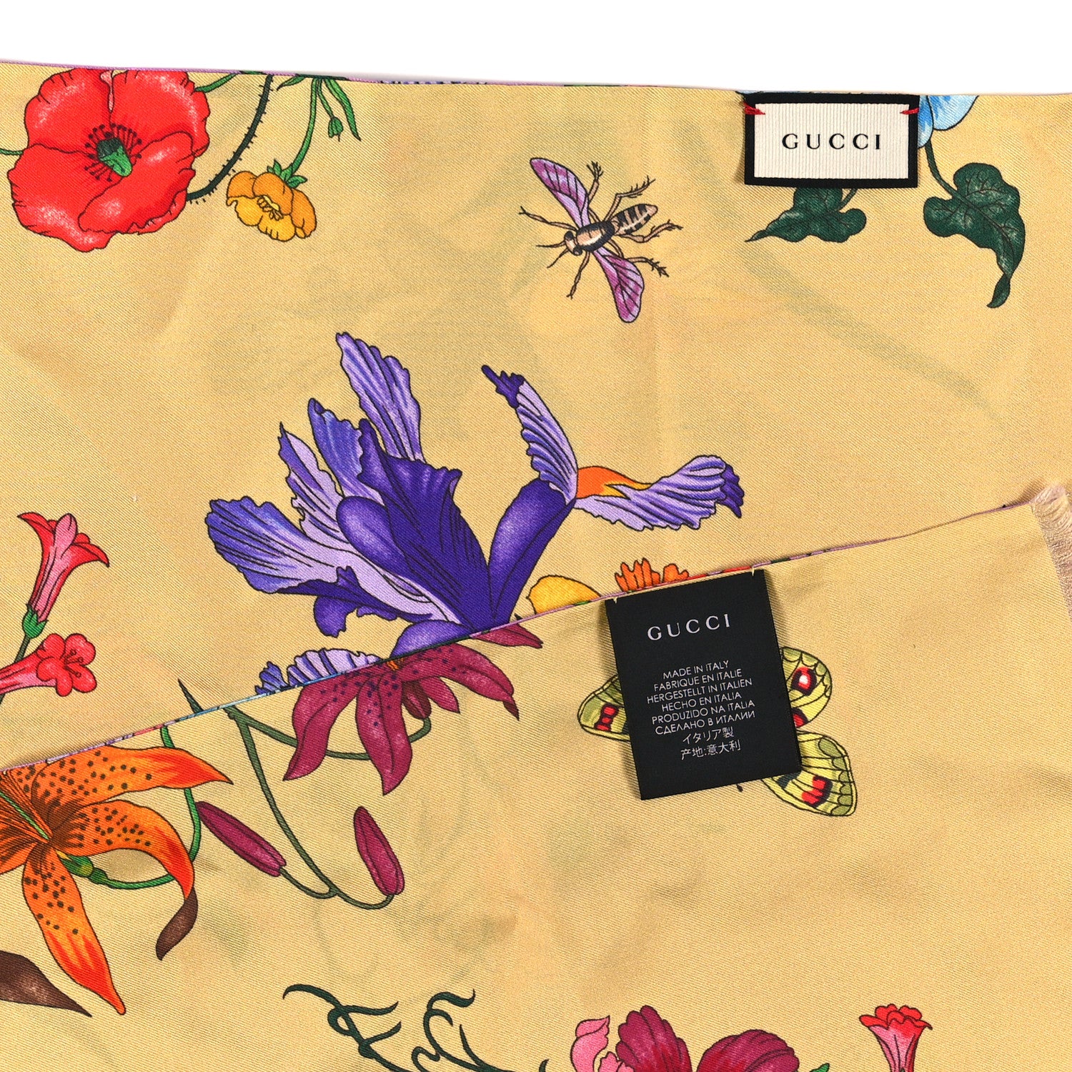 Gucci Silk Twill Flora Long Scarf Beige Pink 3 of 3