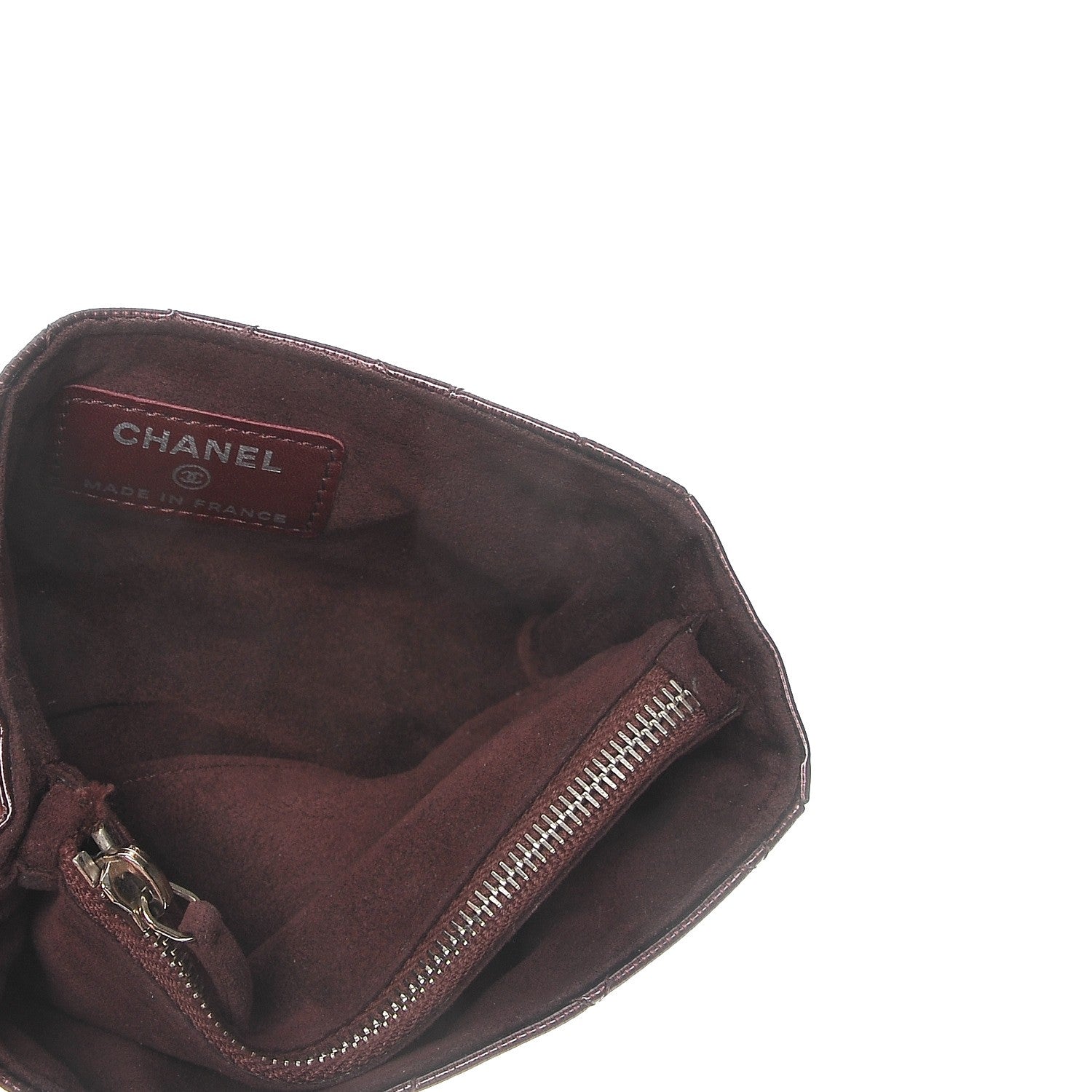 Chanel Striated Patent Quilted Mini Phone Holder Clutch Burgundy 5 of 8