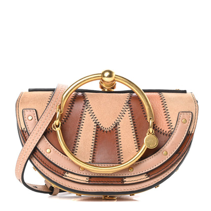 Chloe Calfskin Suede Patchwork Small Nile Bracelet Minaudiere Bag Beige Brown 1 of 15