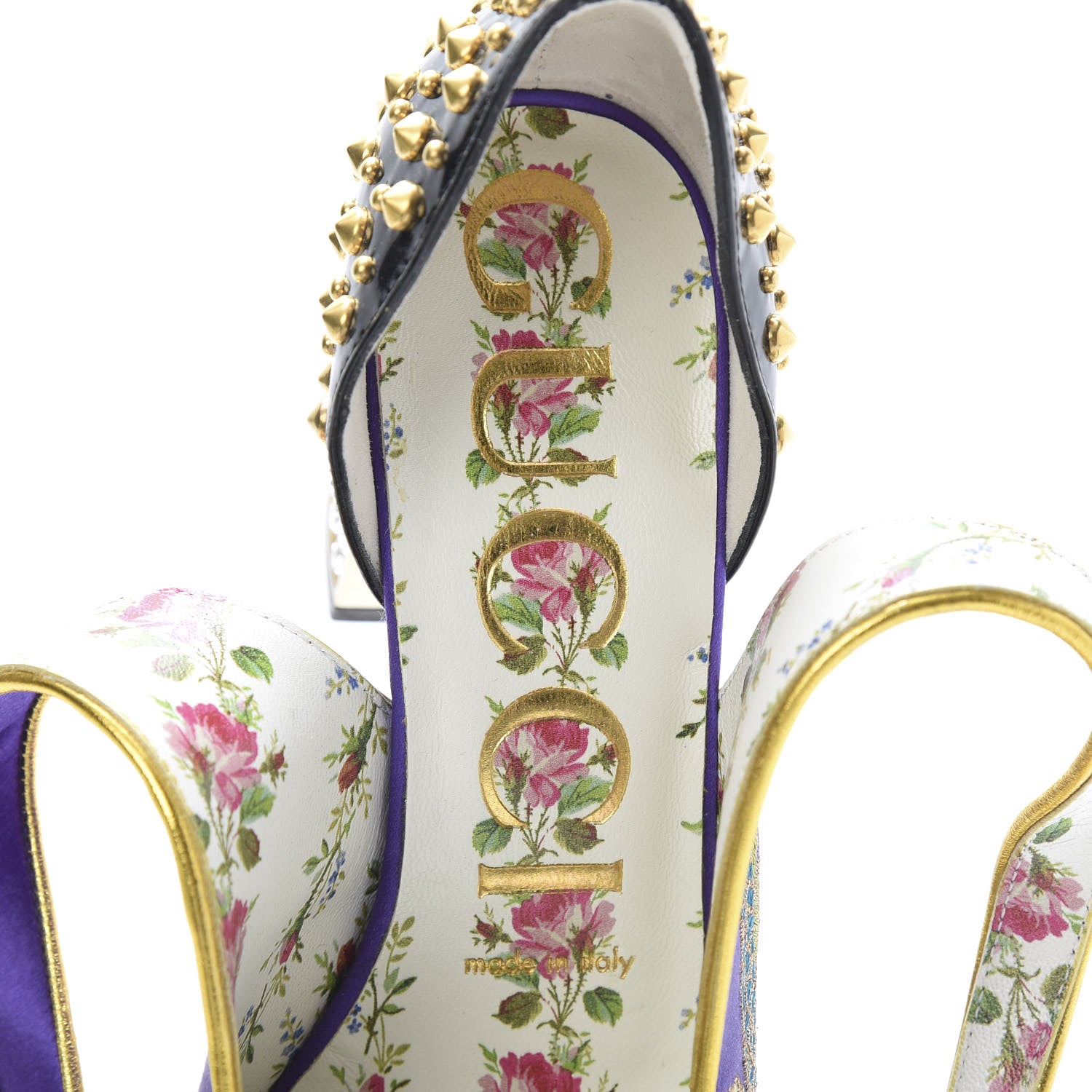 Gucci Satin Embroidered Dragon Caspar Pumps 36 Purple Oro Vecchio Black 8 of 10