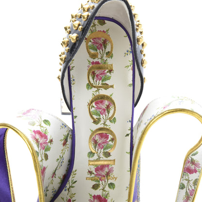 Gucci Satin Embroidered Dragon Caspar Pumps 36 Purple Oro Vecchio Black 8 of 10