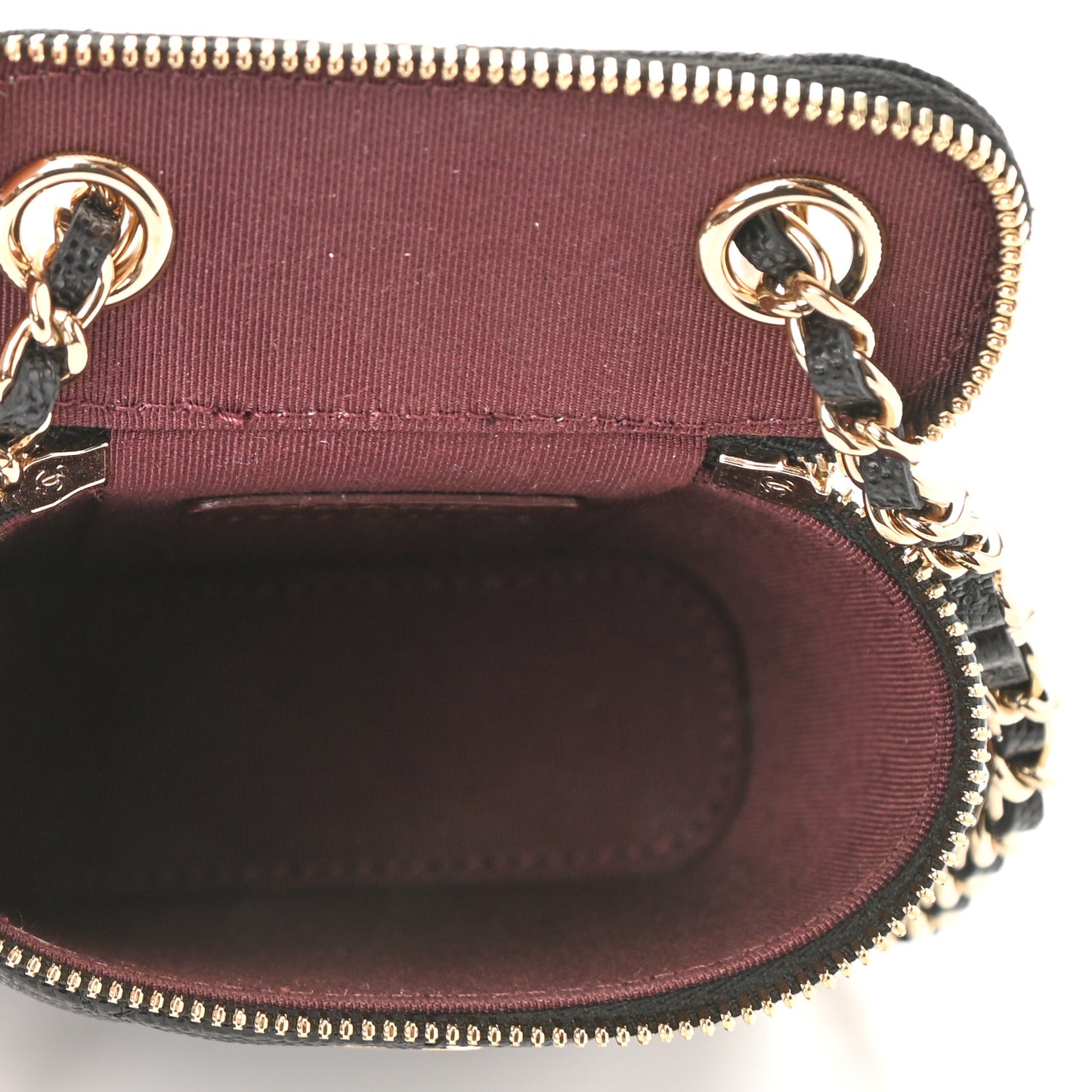 Caviar Quilted Small Vertical Coco Beauty Vanity Case With Chain Black