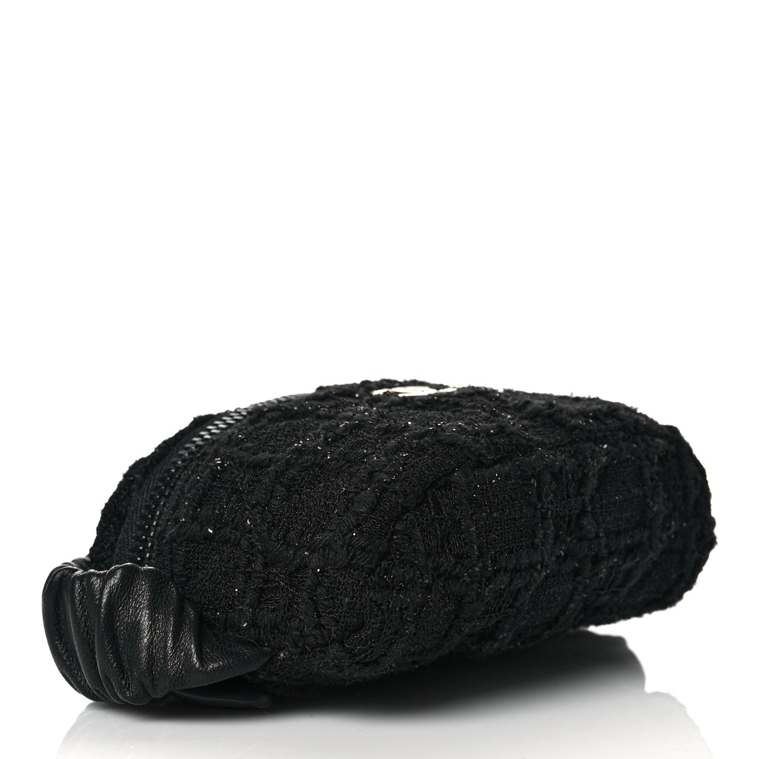 Chanel Tweed Lambskin Quilted Arm Coin Purse Black 4 of 11