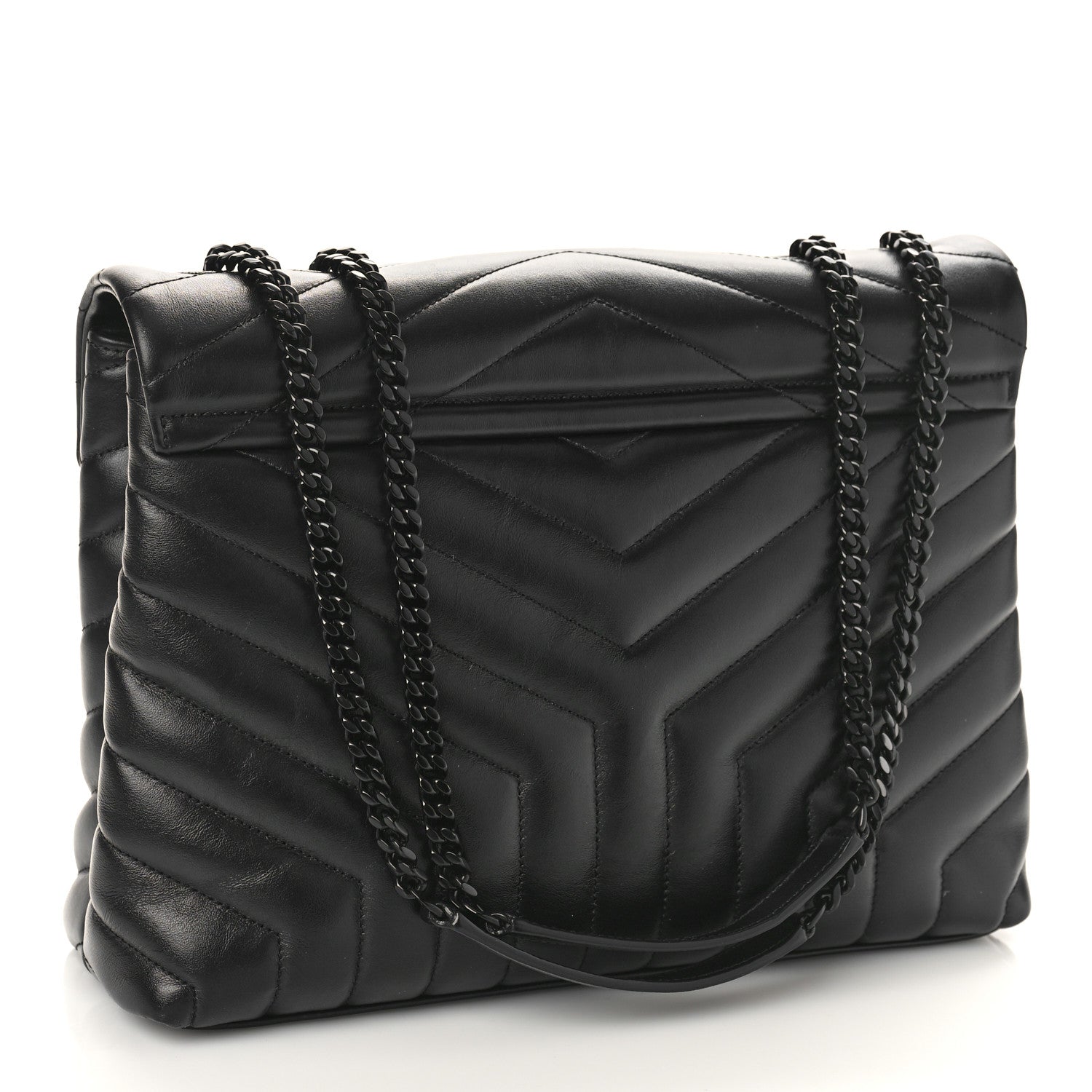 Saint Laurent Calfskin Y Quilted Monogram Monochrome Medium Loulou Chain Satchel Black 3 of 9