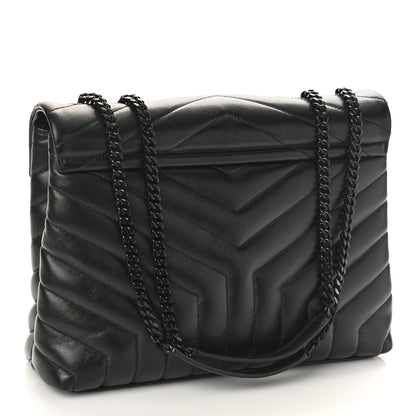 Saint Laurent Calfskin Y Quilted Monogram Monochrome Medium Loulou Chain Satchel Black 3 of 9