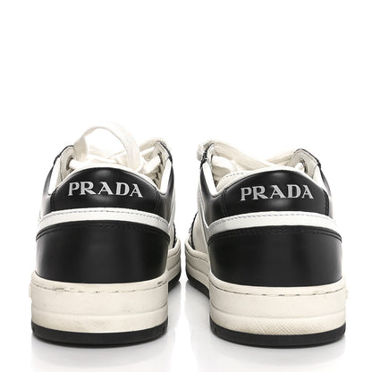 Prada Vitello Sport Spazzolato Rois Triangle Logo Womens Downtown Low Top 30mm Sneakers 37.5 White Black 5 of 9