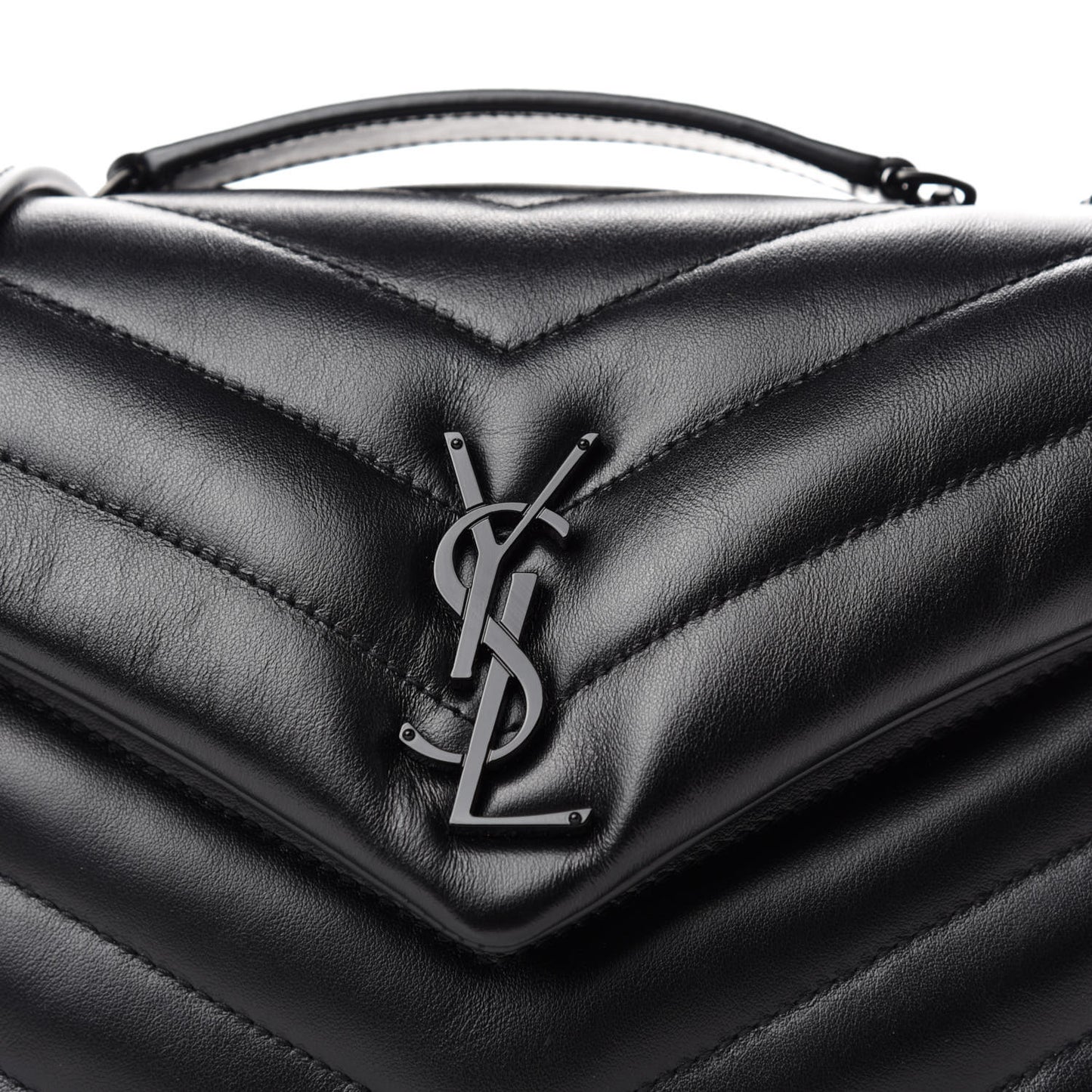 Calfskin Y Quilted Monogram Small Loulou Chain Satchel Black
