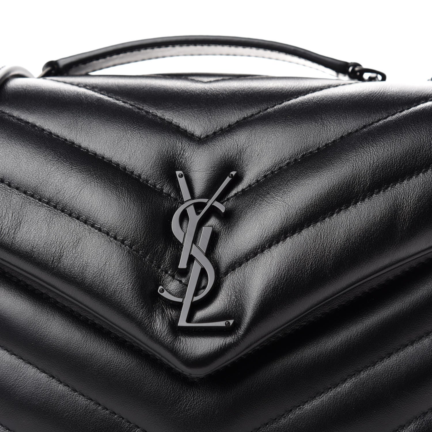 Saint Laurent Calfskin Y Quilted Monogram Small Loulou Chain Satchel Black 11 of 11