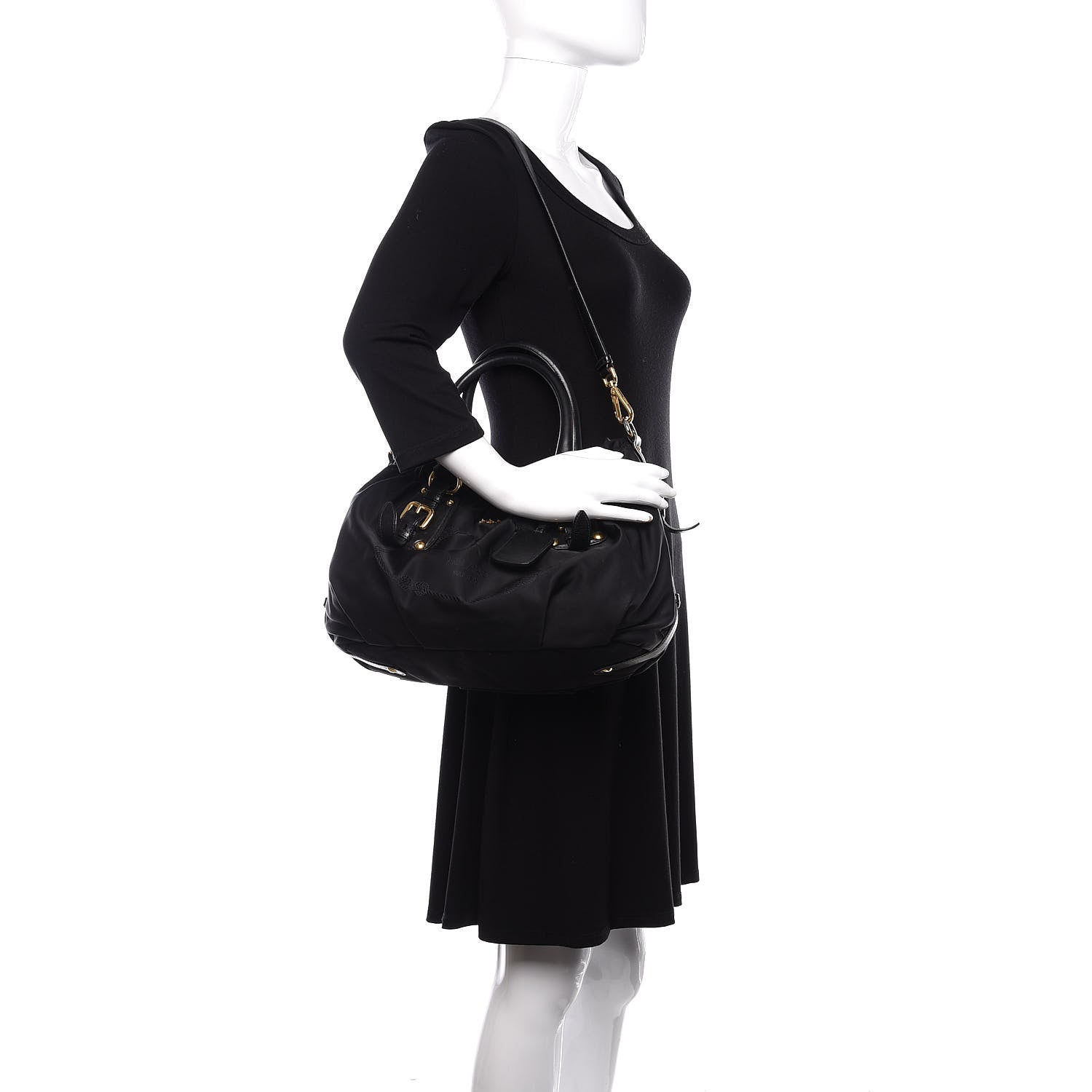 Prada Tessuto Nylon Jacquard Logo Tote Black 2 of 10
