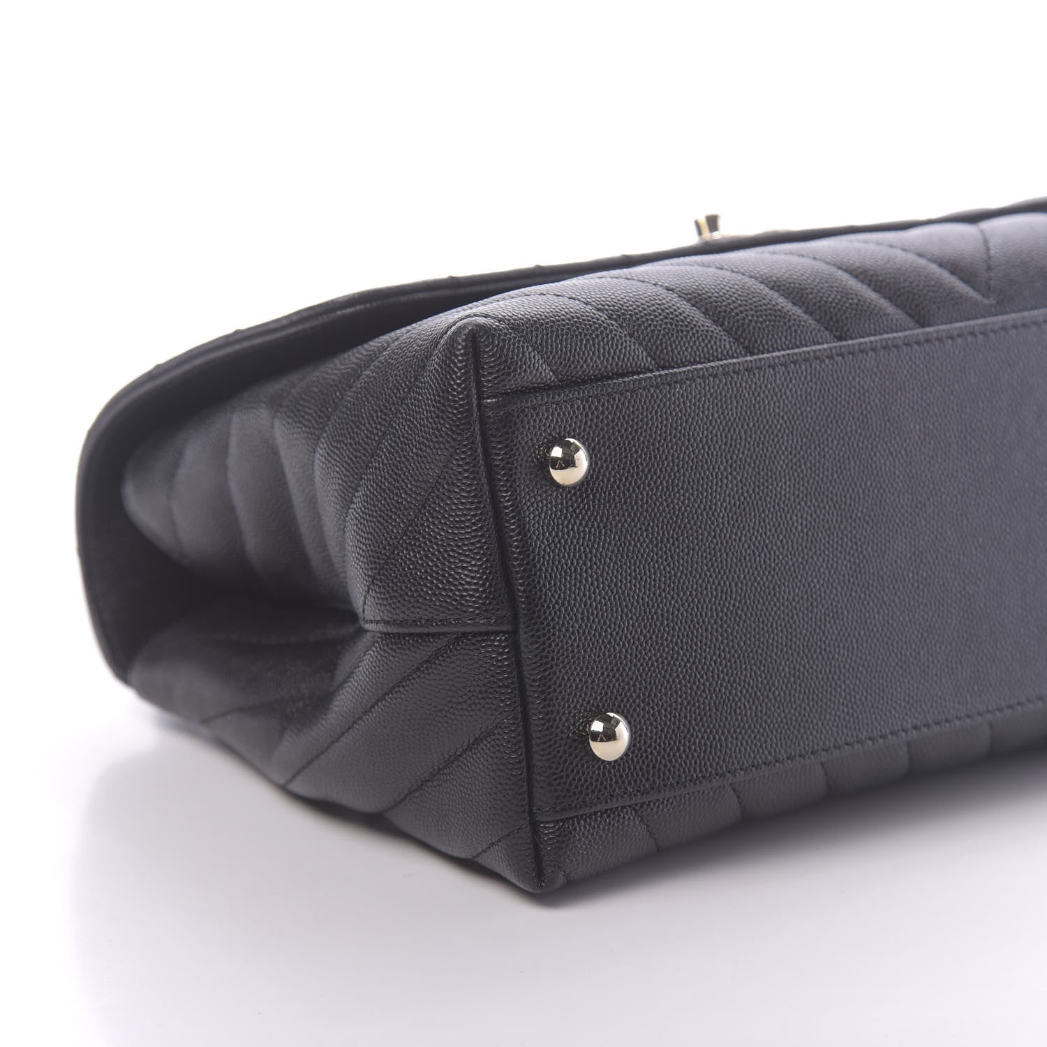 Chanel Caviar Chevron Quilted Small Coco Handle Flap Black 8 of 11
