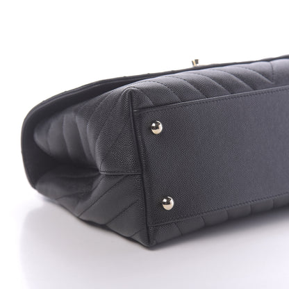 Chanel Caviar Chevron Quilted Small Coco Handle Flap Black 8 of 11