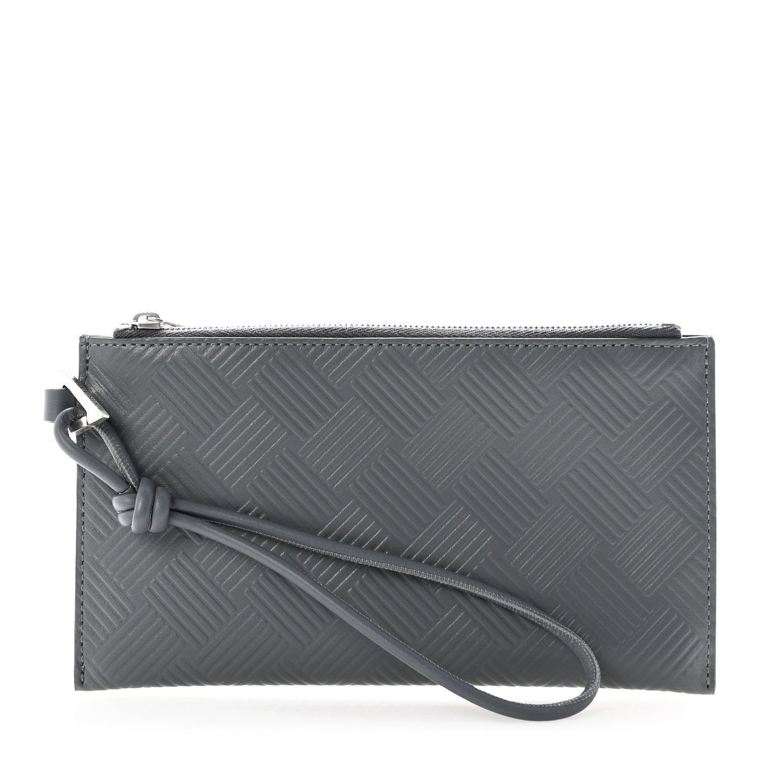 Bottega Veneta Debossed Calfskin Mens Bill Pouch Graphite 1 of 7