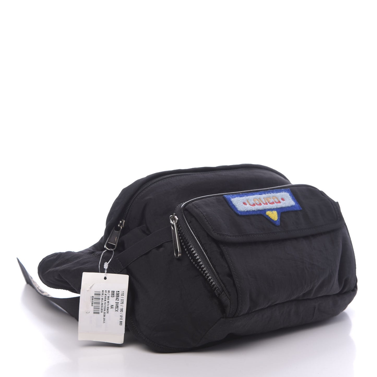 Nylon 80s Logo Patch Belt Bag Black
