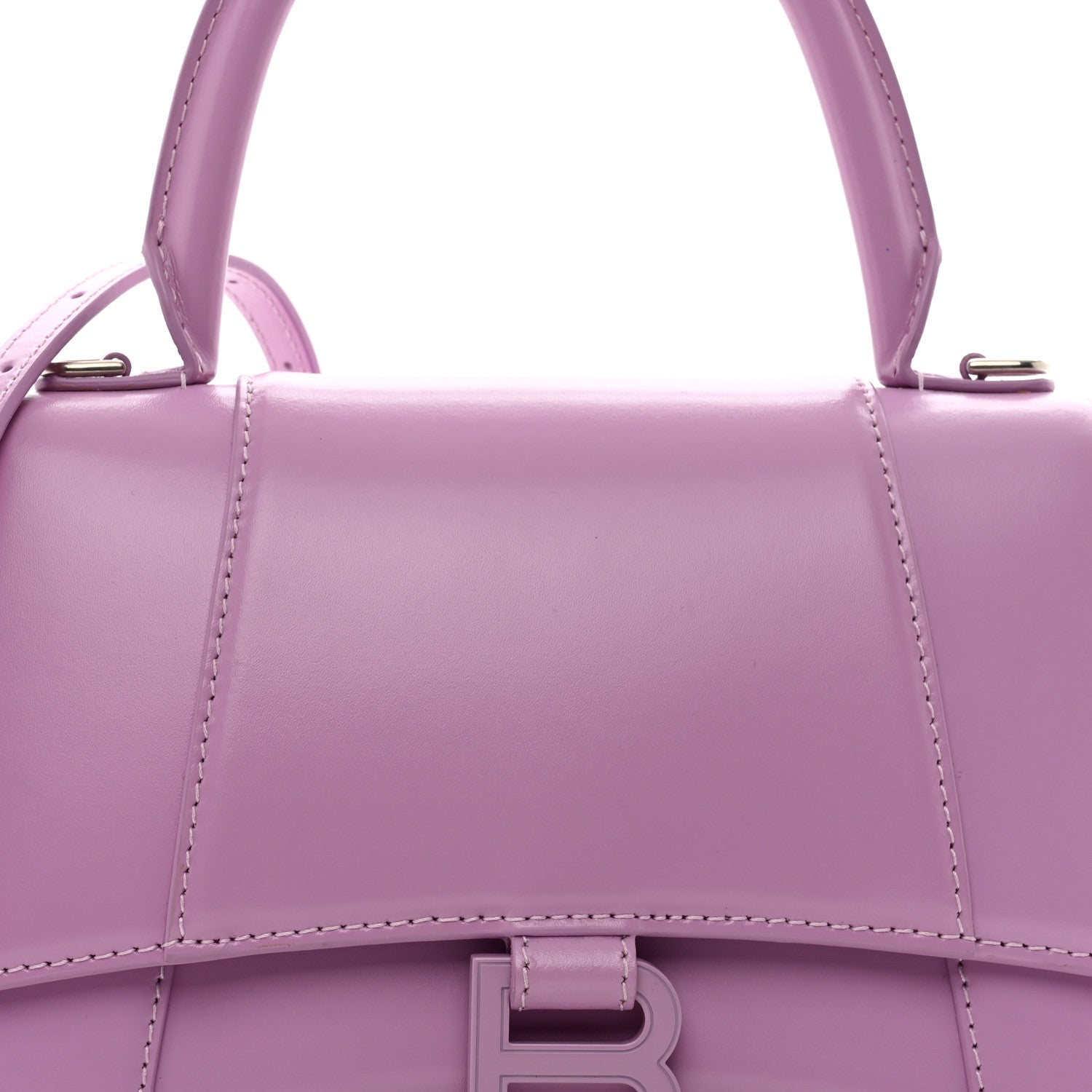 Balenciaga Shiny Box Calfskin Tonal B Small Hourglass Top Handle Bag Lilac 5 of 16