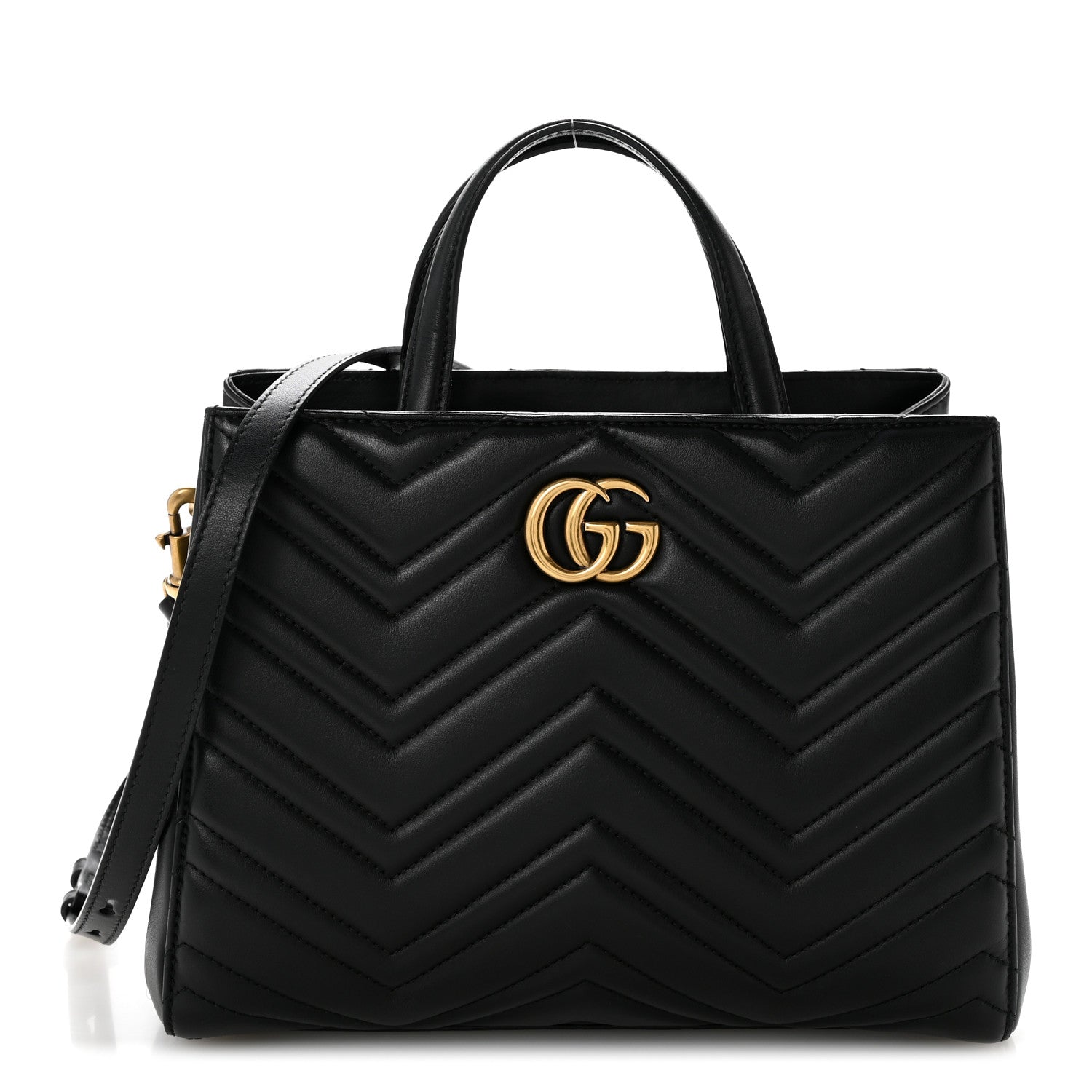 Gucci Calfskin Matelasse Small GG Marmont Tote Black 1 of 14