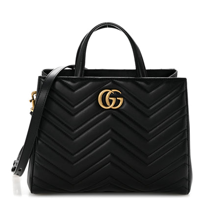 Gucci Calfskin Matelasse Small GG Marmont Tote Black 1 of 14