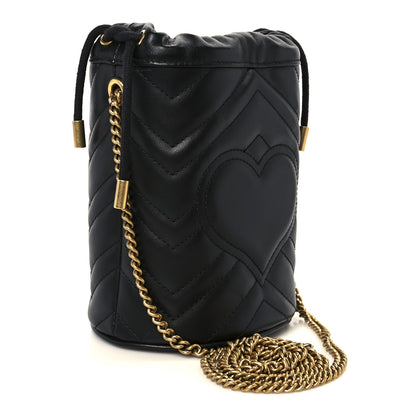 Gucci Calfskin Matelasse Mini GG Marmont 2.0 Bucket Bag Black 3 of 11