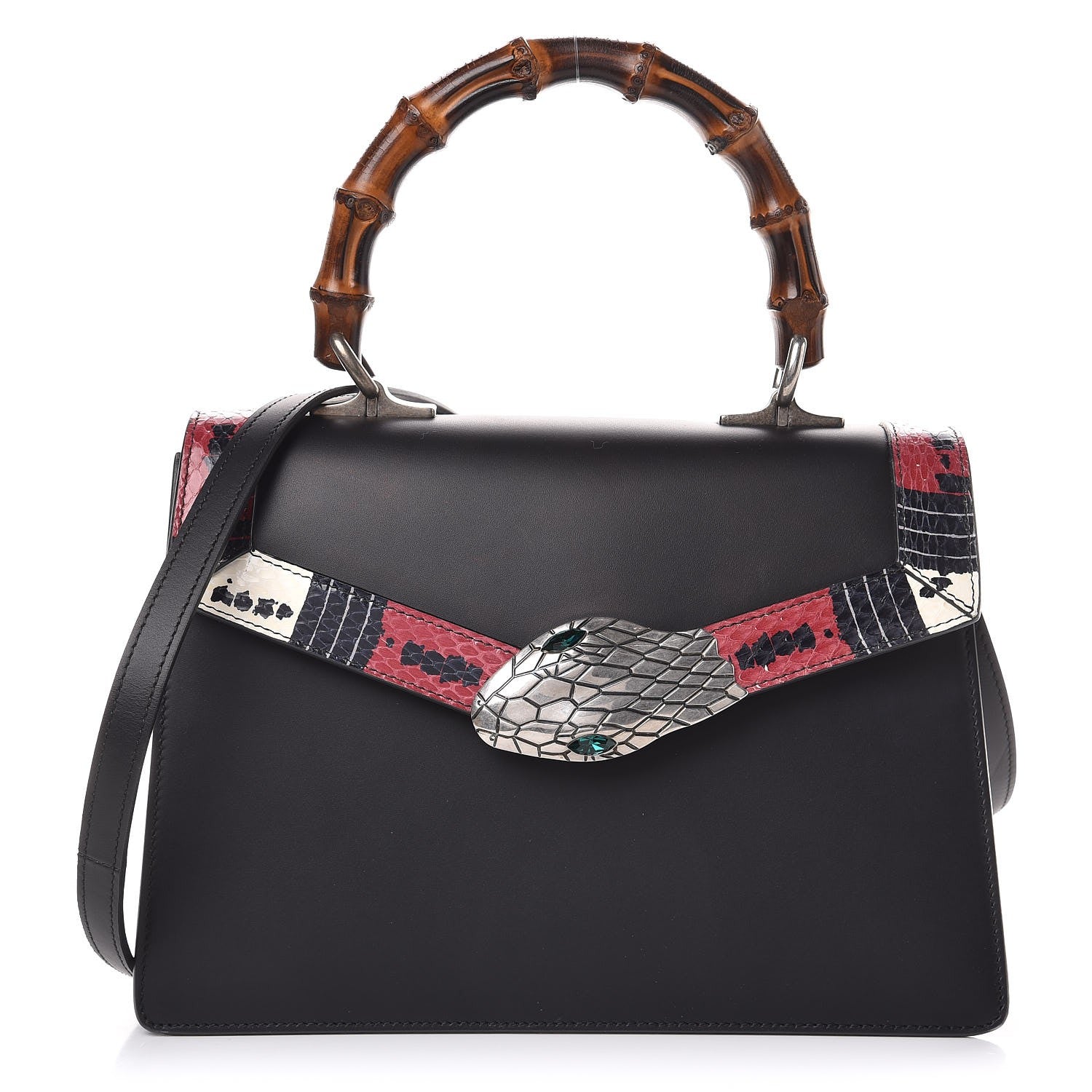 Gucci Calfskin Snakeskin Small Lilith Top Handle Bag Black 1 of 10