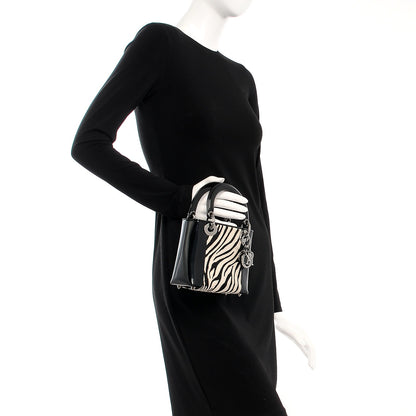 Christian Dior Vintage Patent Pony Hair Zebra Print Mini Lady Dior Black 2 of 9