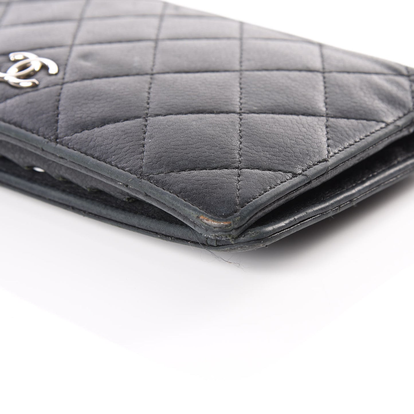 Caviar Calfskin Quilted Yen Wallet Black