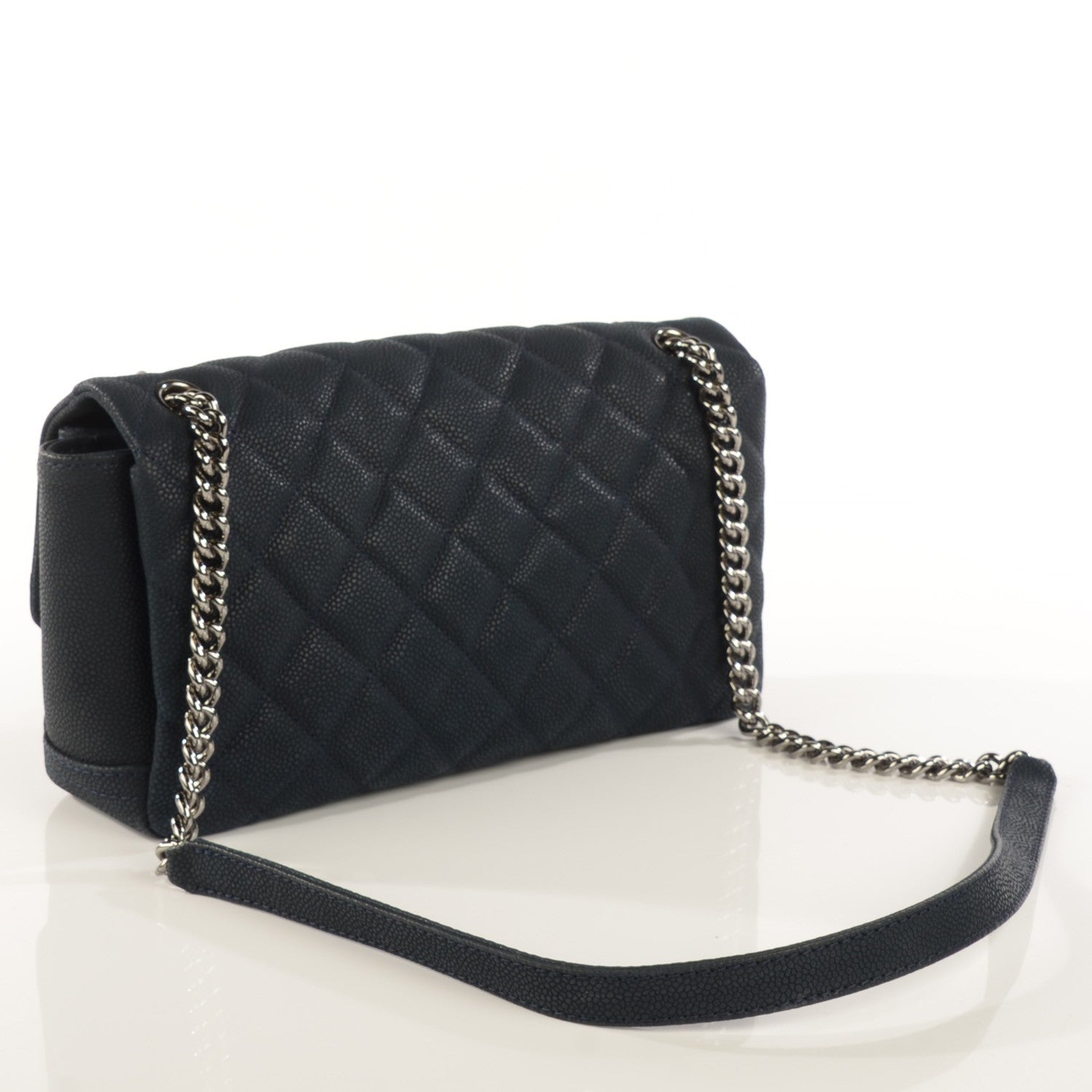 Chanel Iridescent Caviar Quilted Medium Lady Pearly Flap Navy Blue 3 of 8