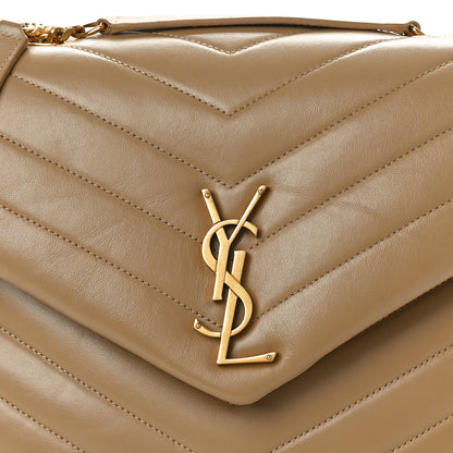 Saint Laurent Calfskin Y Quilted Monogram Medium Loulou Chain Satchel Dark Beige 8 of 10