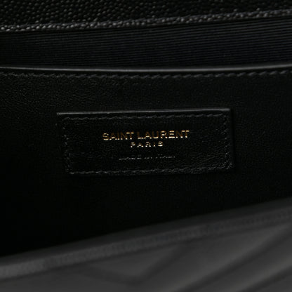 Saint Laurent Grain De Poudre Matelasse Chevron Medium Monogram Satchel Black 7 of 11