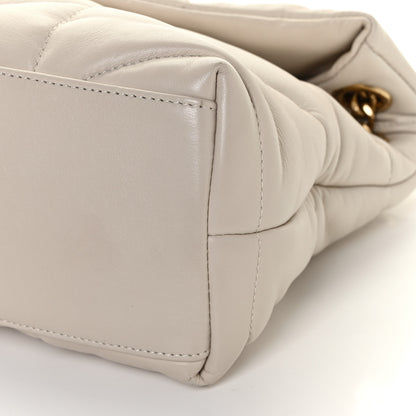 Saint Laurent Lambskin Quilted Small Loulou Puffer Monogram Chain Satchel Blanc Vintage 9 of 14