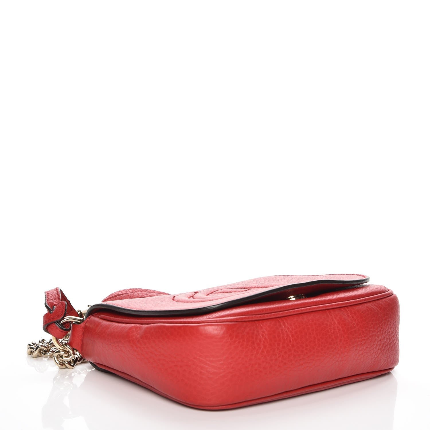 Gucci Pebbled Calfskin Small Soho Flap Crossbody Red 4 of 8