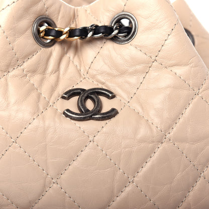 Chanel Aged Calfskin Quilted Small Gabrielle Backpack Beige Black 9 of 9