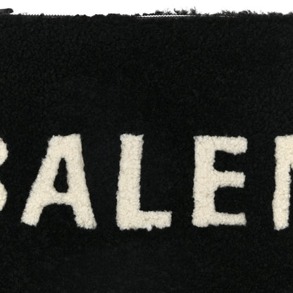 Balenciaga Sheepskin Shearling Contrasted Logo Large Zip Pouch Black 8 of 10