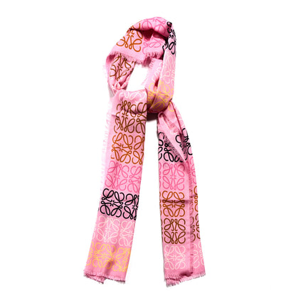Loewe Wool Silk Cashmere Anagram Scarf Pink Tulip Multicolor 1 of 3