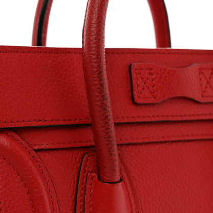 Celine Drummed Calfskin Nano Luggage Coquelicot 11 of 12
