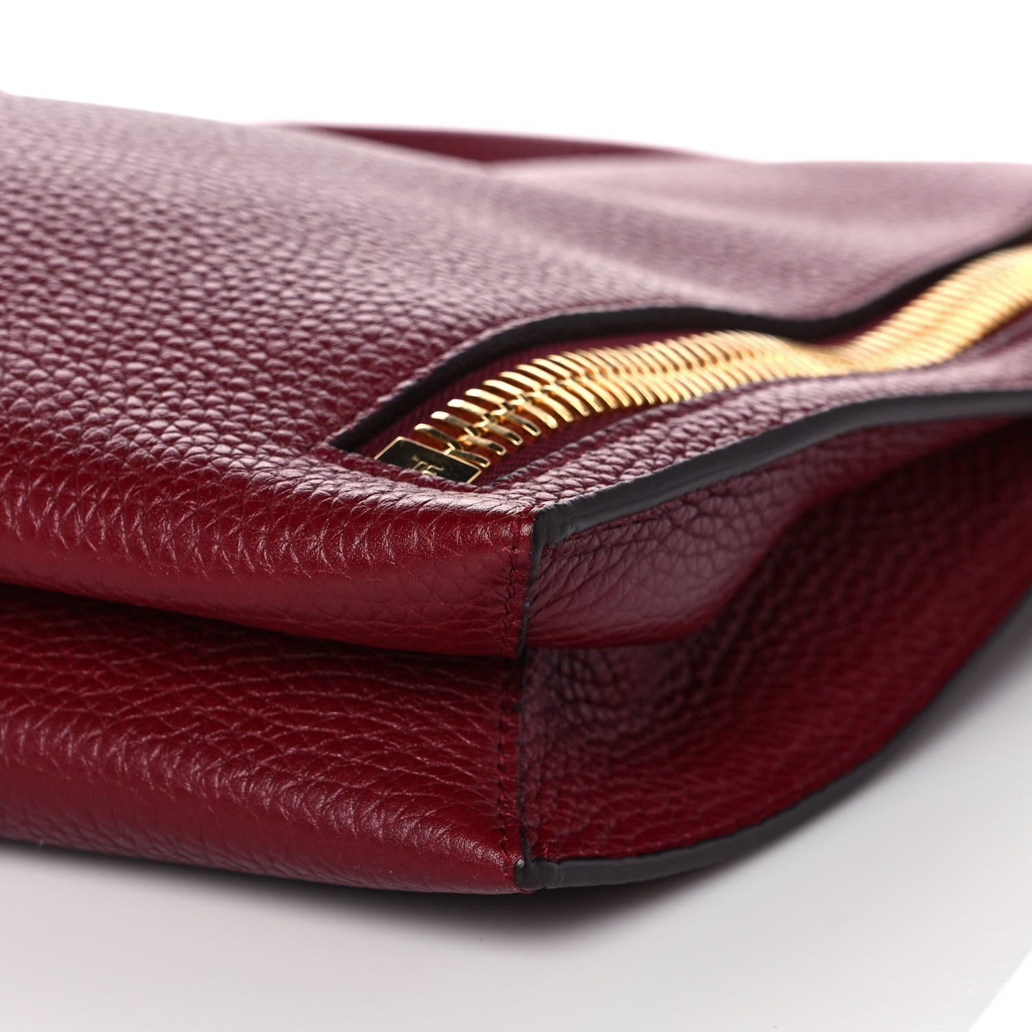 Tom Ford Pebbled Calfskin Small Alix Padlock Zip Hobo Bag Cranberry 9 of 10
