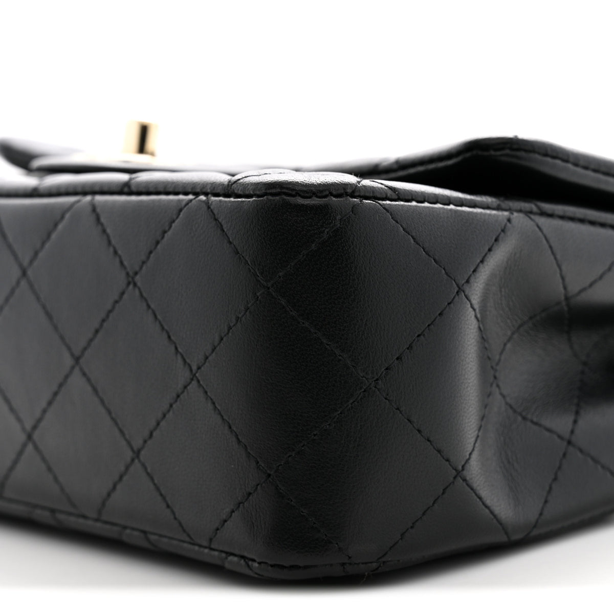 Lambskin Quilted Mini Rectangular Flap Black