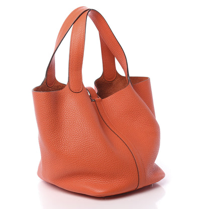 Hermes Taurillon Clemence Picotin Lock 22 MM Orange Poppy 3 of 10