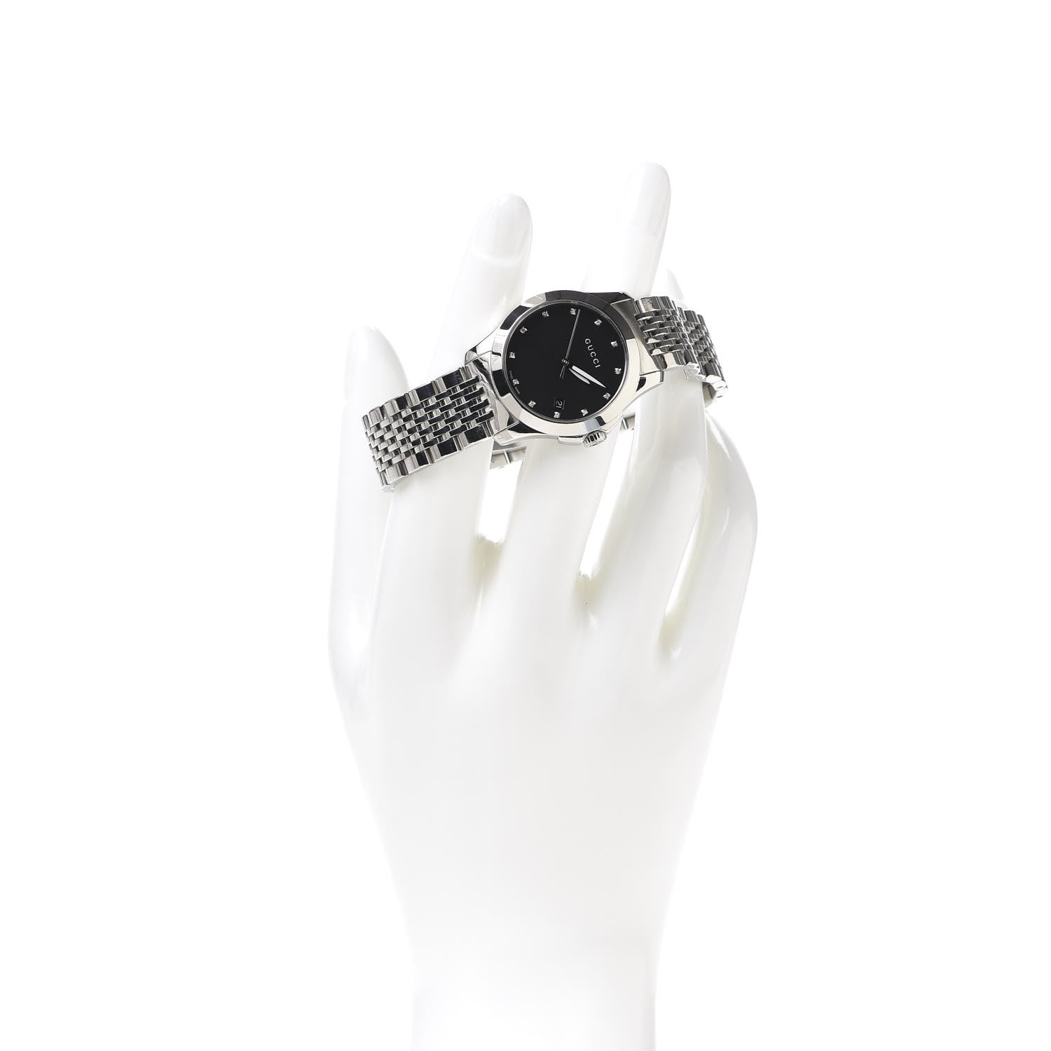 Gucci Stainless Steel Diamond 28mm G-Timeless Quartz Watch Black 2 of 7