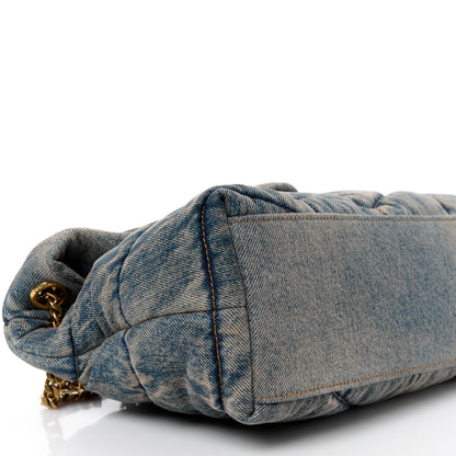 Saint Laurent Denim Quilted Small Loulou Puffer Monogram Chain Satchel Rodeo Blue 9 of 10
