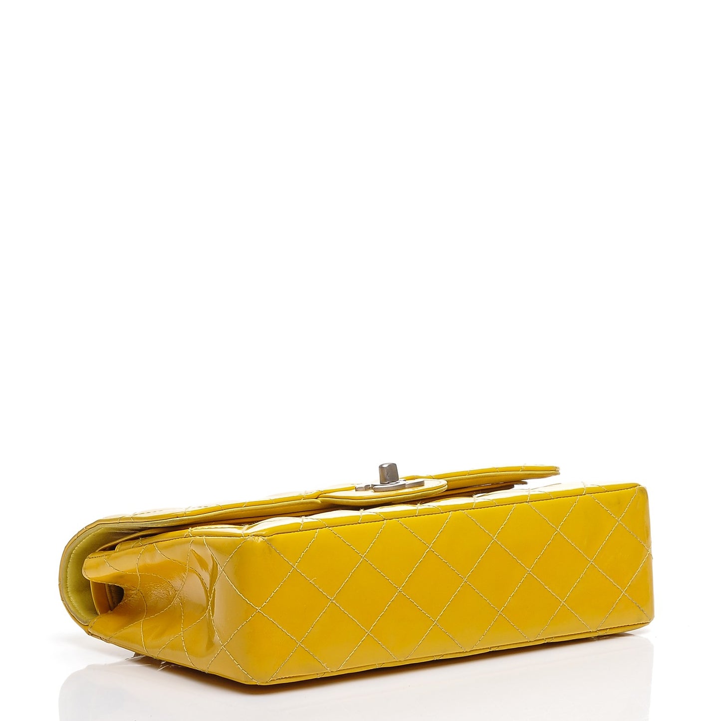 Patent Quilted Small Double Flap Yellow