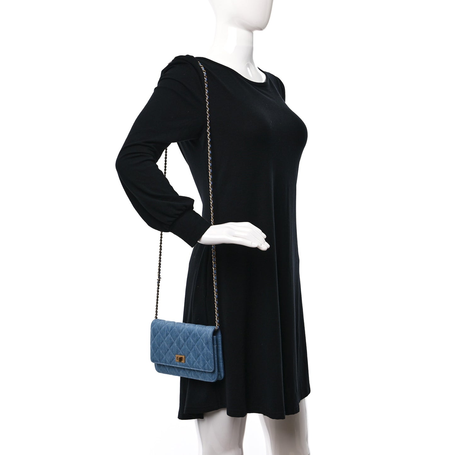 Denim Quilted Reissue Wallet On Chain WOC Blue