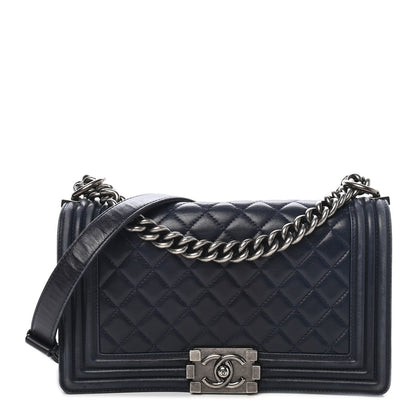 Chanel Calfskin Quilted Medium Boy Flap Dark Navy 1 of 11