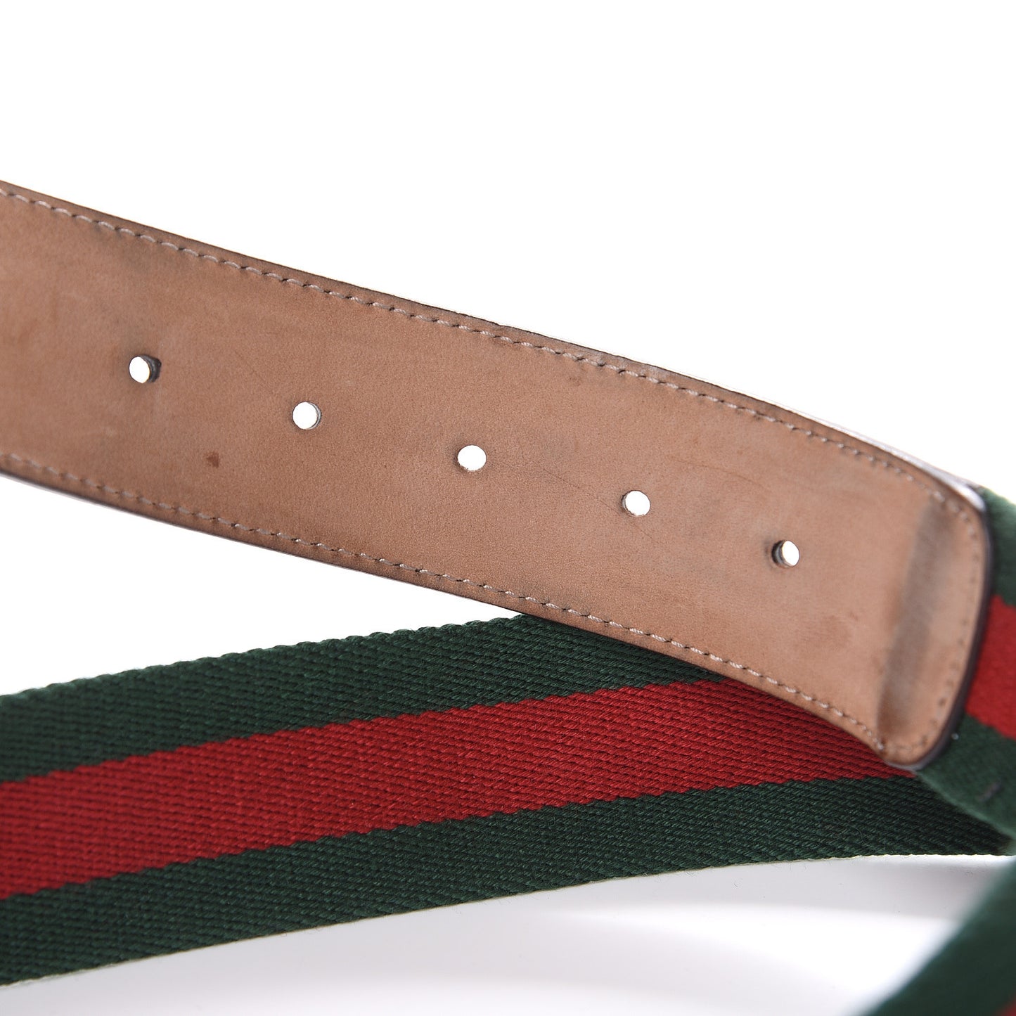 Nylon Textured Calfskin Double G Web 40mm Belt 90 36 Green Red Dark Cocoa