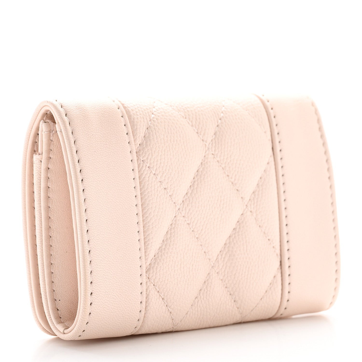 Chanel Caviar Quilted Vintage Mademoiselle Flap Card Holder Beige 3 of 10