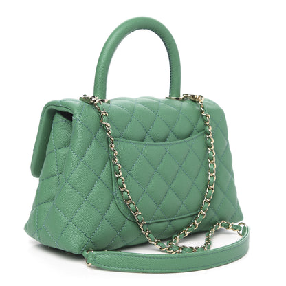 Chanel Caviar Quilted Mini Coco Handle Flap Green 3 of 11